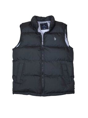 U.S. Polo Assn. Black Puffer Vest M Sleeveless Quilted Lightweight Casual